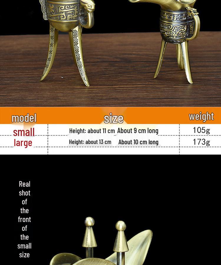 Antique Imitation Bronze Qianlong Jue Cup – Three-Legged Wine Vessel for Weddings and Film Props
