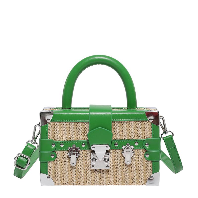2025 Fashion Rivet Woven Straw Handbag - Versatile Trendy Shoulder & Crossbody Beach Bag