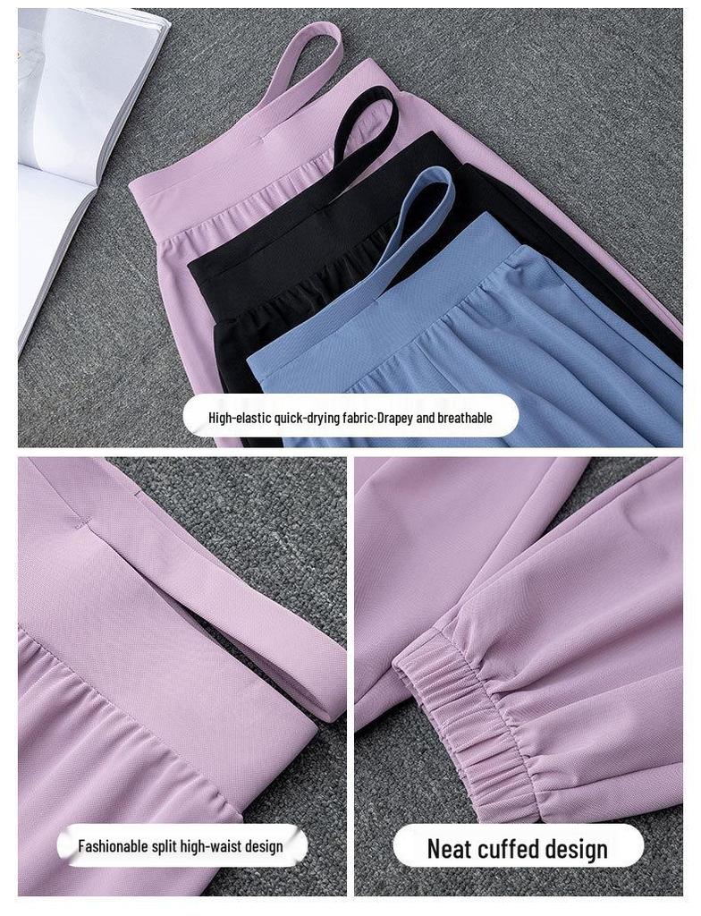 Women's Summer 2024 Ice Silk Sun Protection Set: Loose Shirt & Quick-Dry Pants.