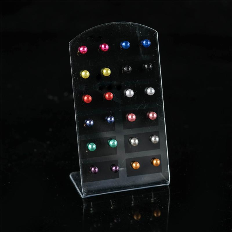 12 пар цветных белых сережек-гвоздиков с искусственным жемчугом для женщин — фото 8