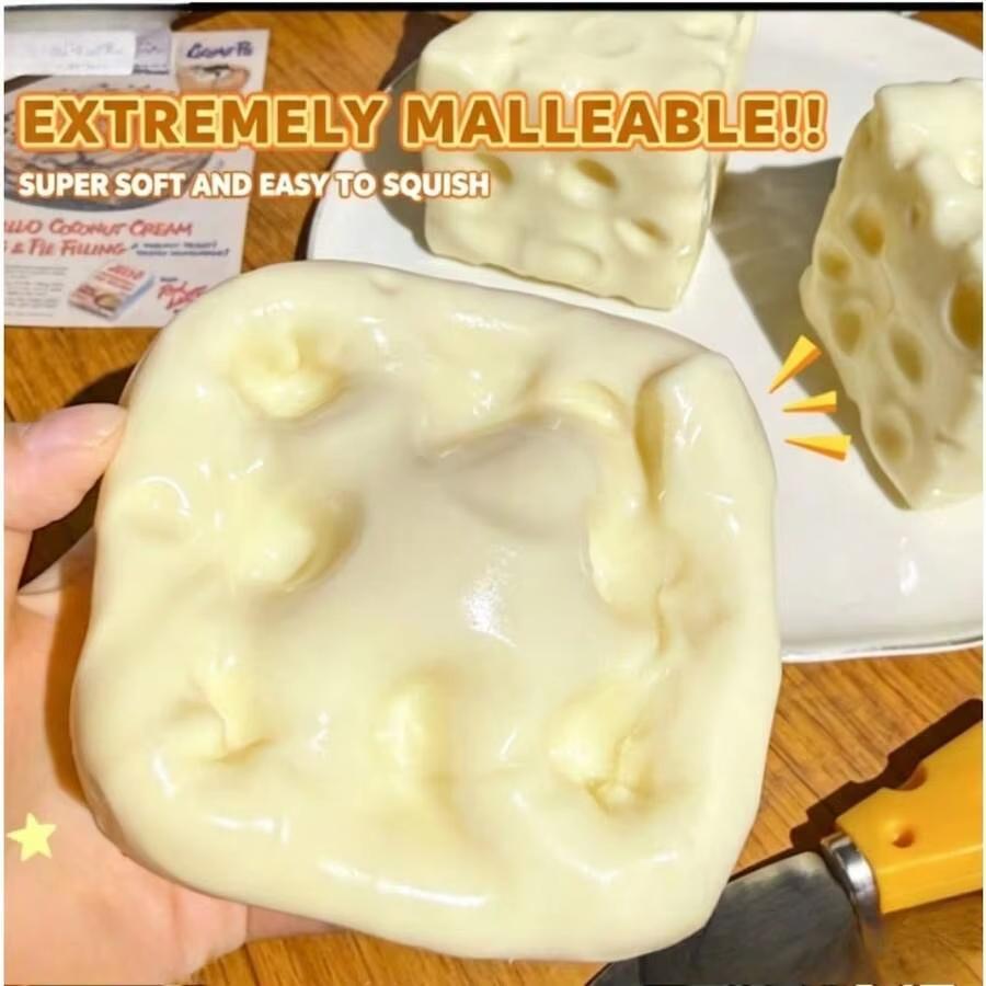 Handmade Cheese Cream Squishy Ball Vaseline Filler Slow Rebound Soft Squeeze Toy Stress Relief Dairy Food Sensory Fidget Gift For Kids And Adults