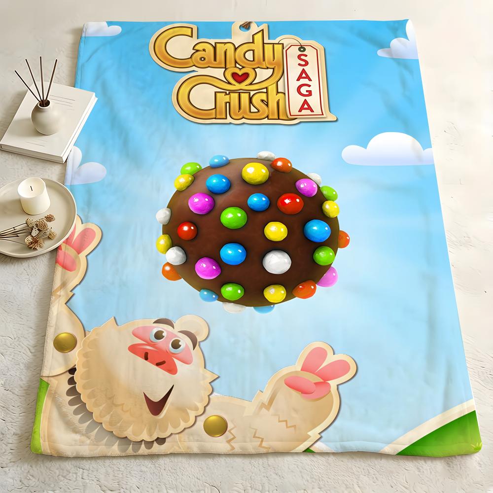 Game C-Candy C-Crush S-Saga Throw Flannel Blanket Skin Soft Suitable for Sofa Living Room Bed Travel and Gifts