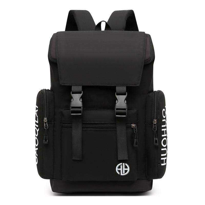 Просторный нейлоновый рюкзак для старшеклассников и студентов. Модный и прочный. чёрный