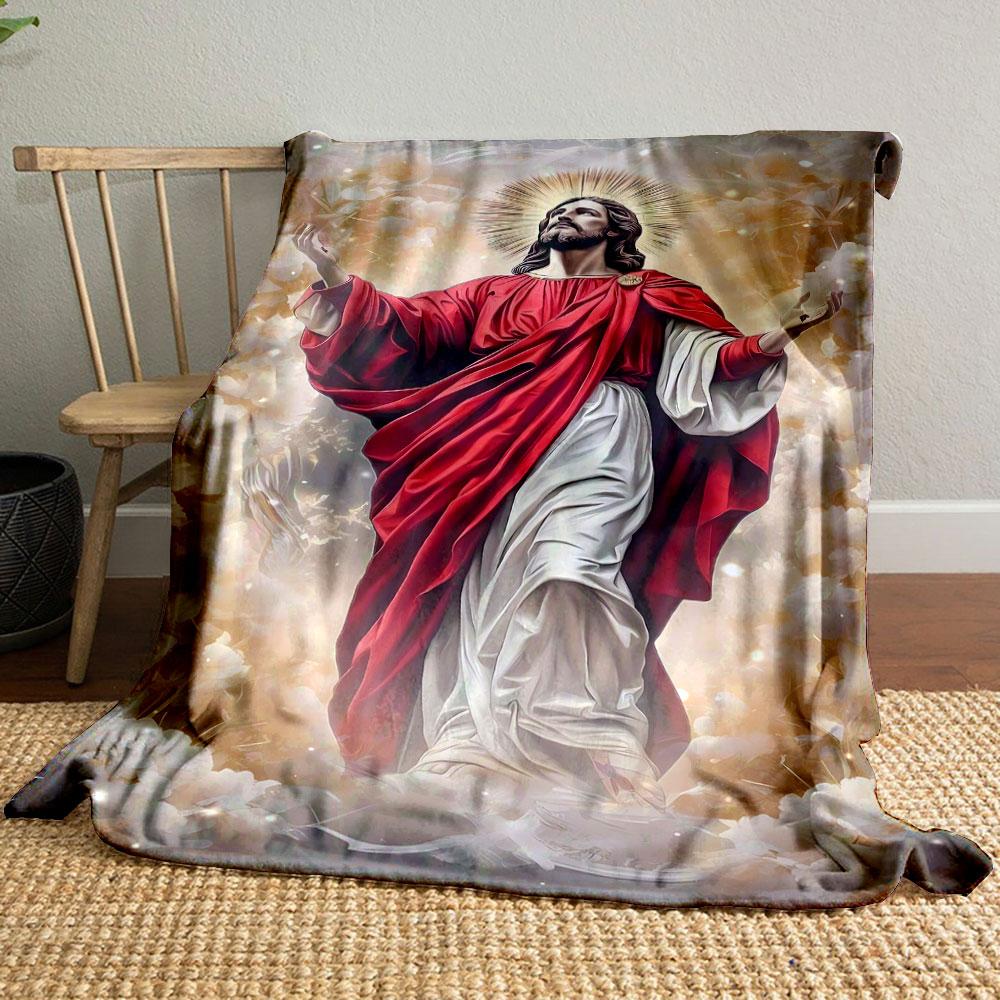 

Jesus Cloud Halo Blanket Printed Blanket for Living Room Bed Couch lunch break Soft Cozy Blanket for Friend s festival Gift 80cm x 120cm