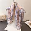Floral Print Pastoral Silk Scarf, Elegant Shawl, Versatile Neck Tie Small Square Scarf, Headscarf for Women