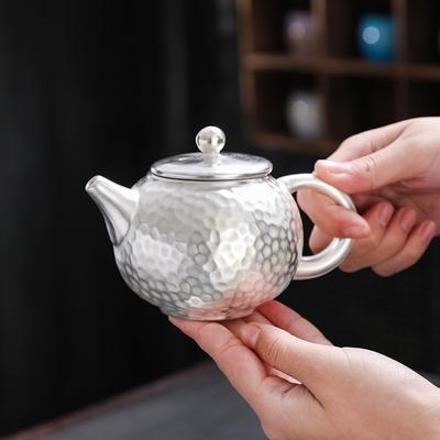 Hammered Texture Silver Gilding Teapot Gift Set Handmade Filter Kung Fu Tea Cup Mini Heat-resistant Portable Teapot Elder