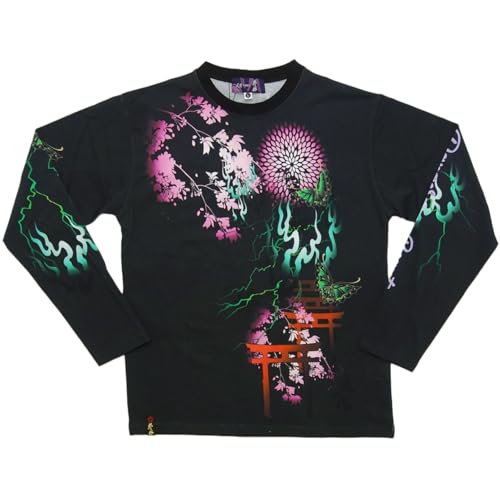 Battou Musume Men's Long Sleeve T-Shirt, 251852 (3L, Black)
