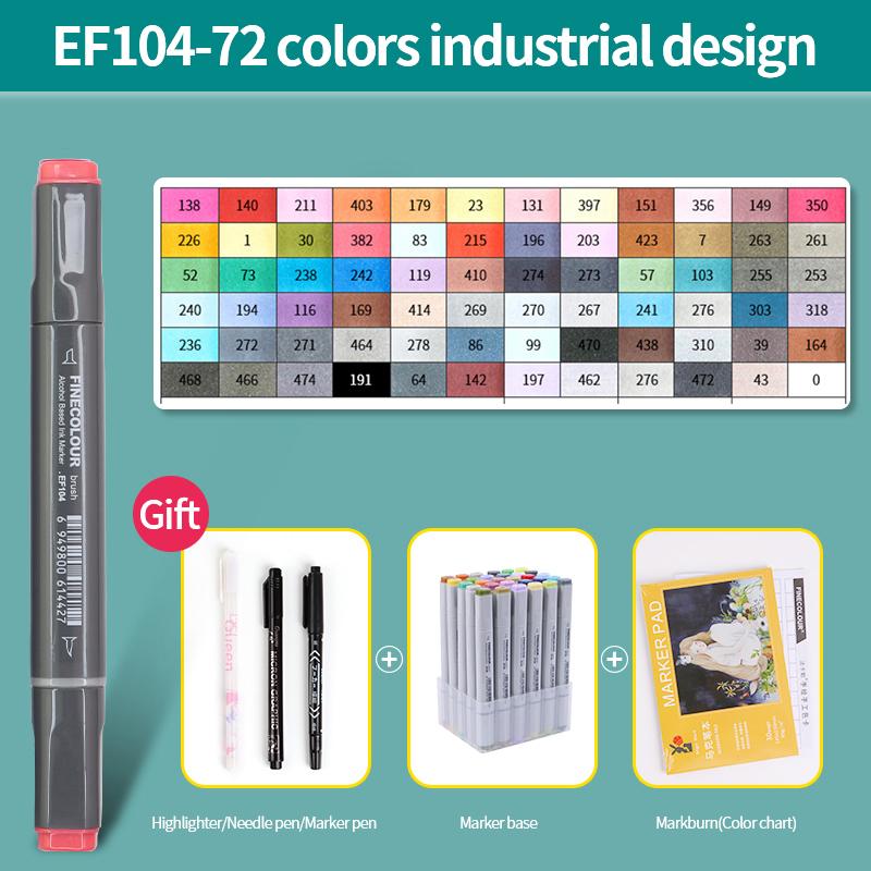 EF104 Double-Head Alcohol Marker Pens Sketch Design Marker Brush Pen Beginner Manga Graphic Drawing Art Supplies