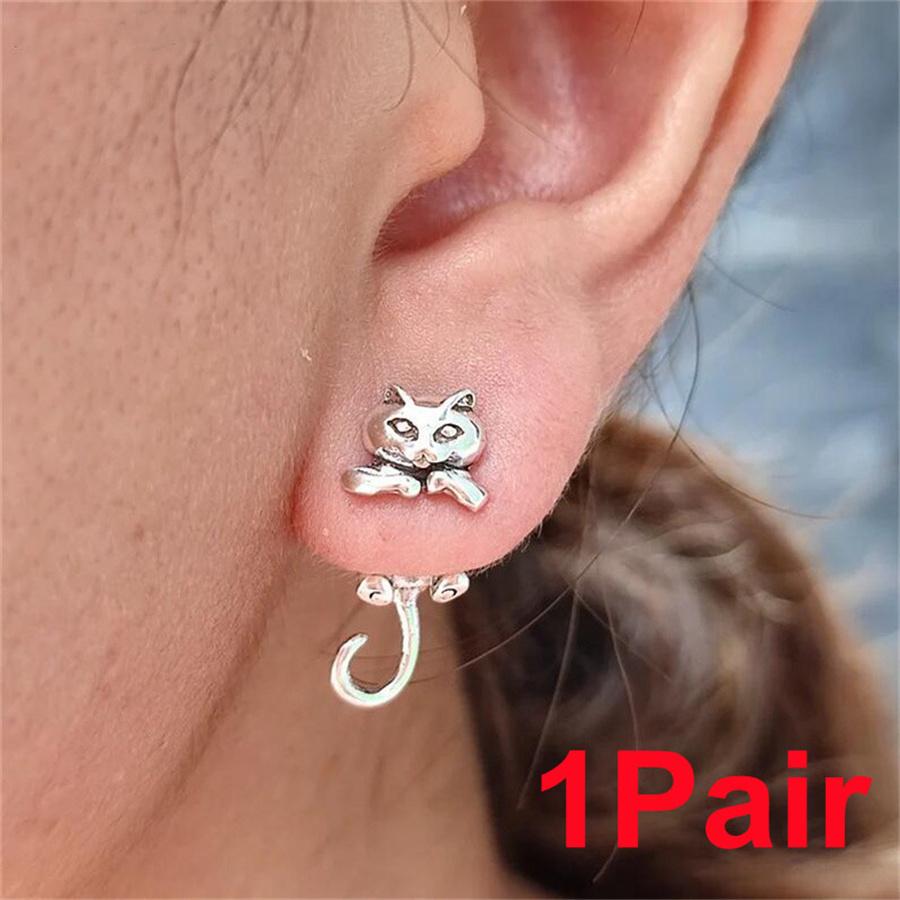 Vintage Cute Frog Stud Earrings For Women Gothic Animal Froggy Cat Piercing Rear Hanging Earring Female Charm Ear Jewelry Gifts