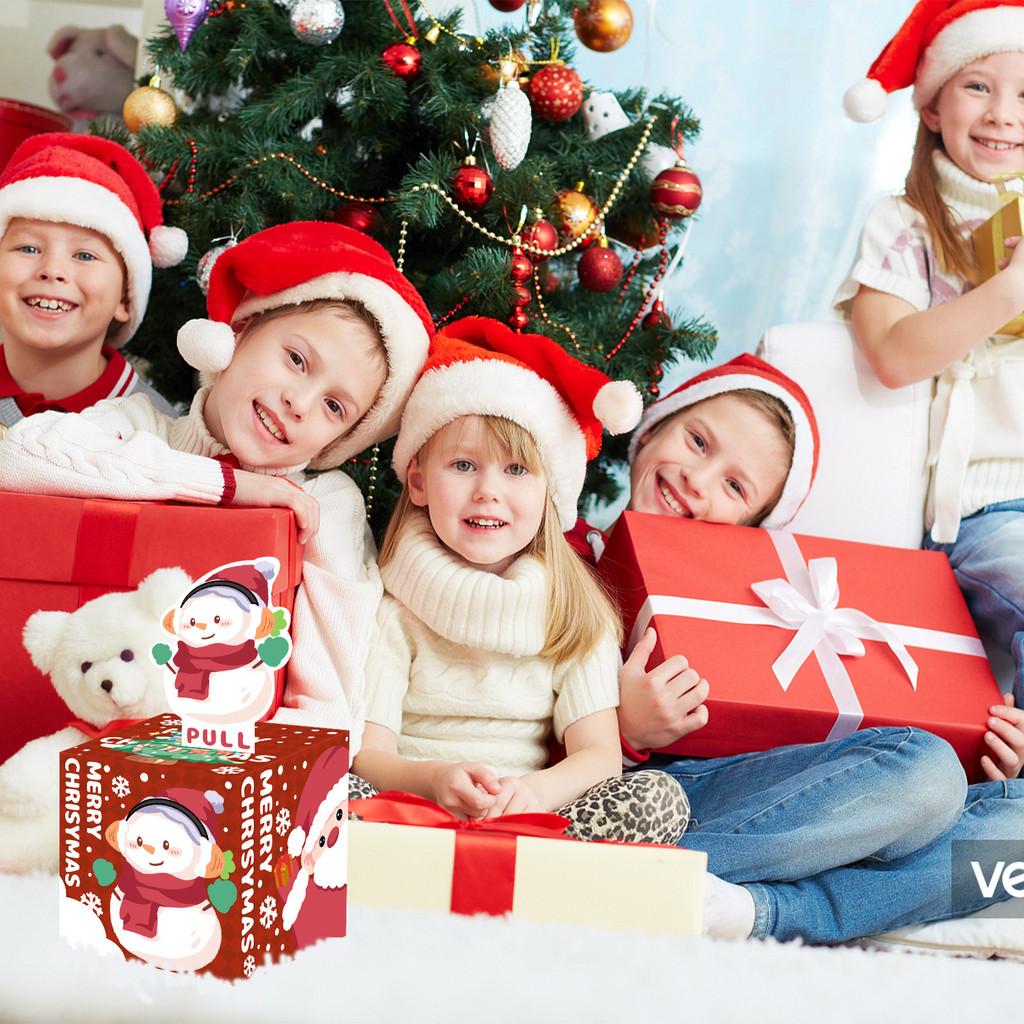 Cartoon Snowman Pattern Red Gift Box Christmas Decoration Atmosphere Prop