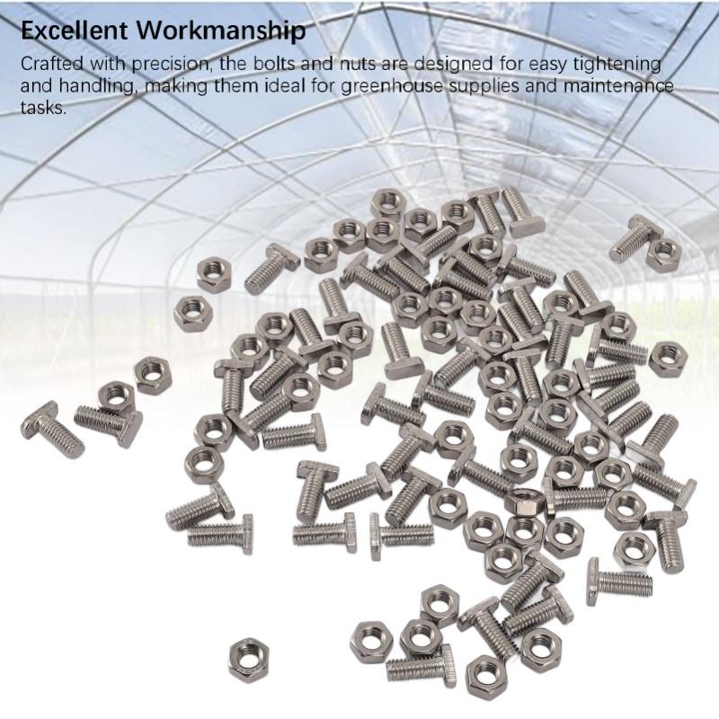 50 Stück Gewächshaus Schrauben Muttern Set Edelstahl M6X14 Schrauben Und M6 Sechskantmuttern Für Außenpflanzen Gartenbau