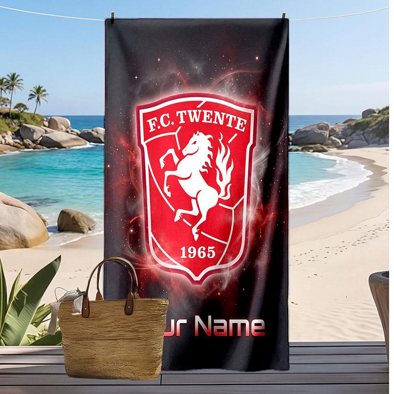FC Twente Personalisiertes Bedrucktes Strandtuch Fußballlogo Unterstützung Benutzerdefinierter Name Text Absorbierendes Handtuch Für Sport Reisen Besonderes Geschenk