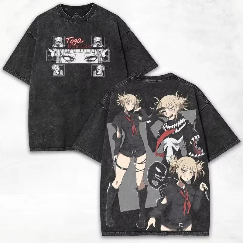 

Anime My Hero Academia Tshirt Toga Himiko Washed T Shirt Men Women Clothing Casual Short Sleeve Tees Cotton Tops L