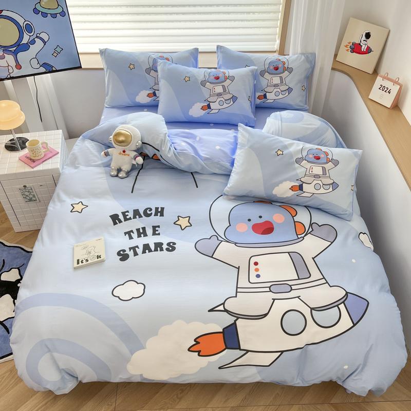 40S Percale Cotton School Pupil Space Dream Bedding Set duvet cover pillow case Single Full King Bed Linen Set