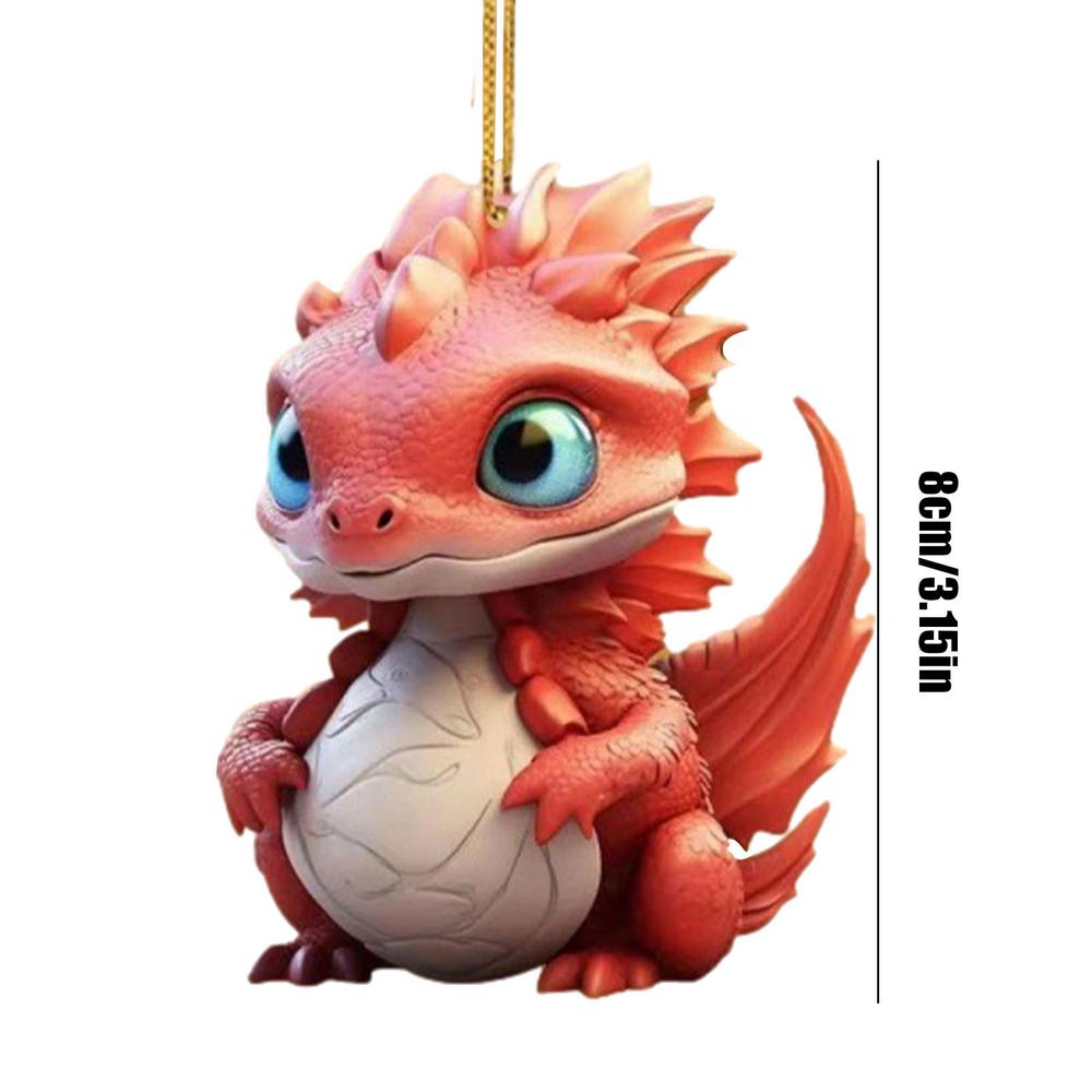 Christmas Dragon Car Dashboard Ornaments 2D Acrylic Dragon Pendant Charm Christmas Dragon Character For Vehicle Decoration