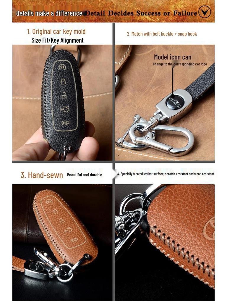 Genuine Leather Key Cover for Ford Edge/Explorer