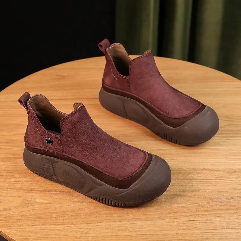 Women Shoes Platform Flats Goth Boots Chelsea Motorcycle Winter Designer Ankle Fashion Boots Goth Walking Mujer Zapatos2024