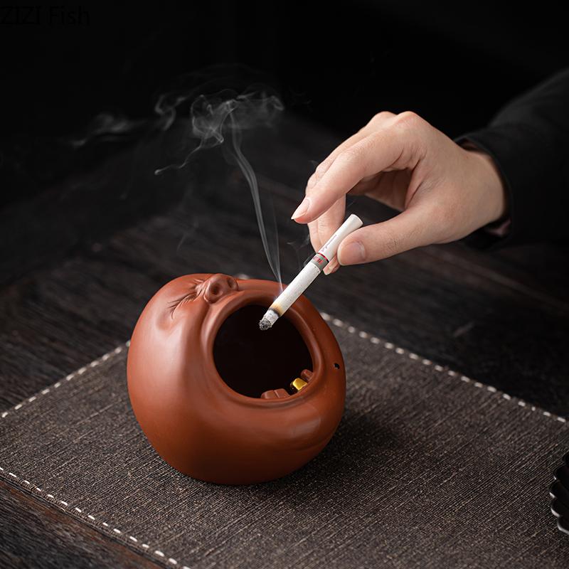 Purple Clay Ashtray Creative Yawning Figures Ash Tray Home Office Table Smoking Accessories for Weed Ashtrays Gift for Boyfriend