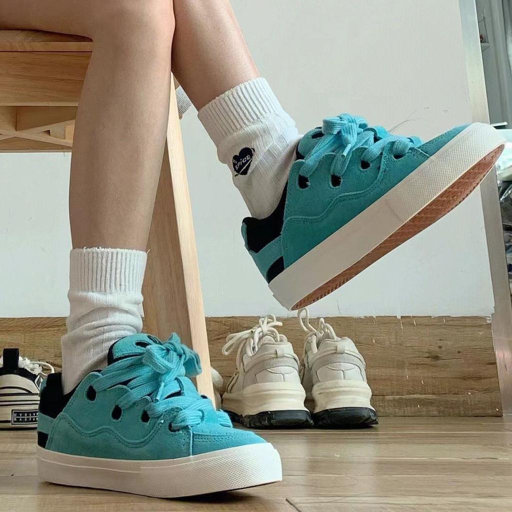 Hong Kong Style Niche Color Matching Retro Splicing Canvas Shoes Women's 2025 Autumn New Guochao Skateboard Shoes Casual Student Shoes