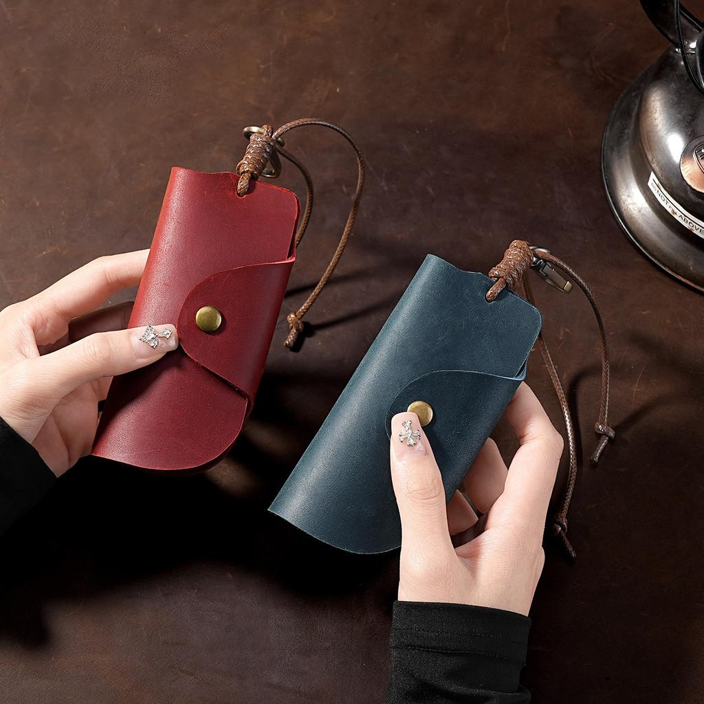 Leather Key Wallet With Vintage Cowhide For Daily Use And Gift