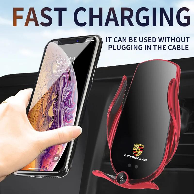 Car Wireless Charger Phone Holder Charging Portable Bracket For Porsche Cayenne Cayman Panamera Macan Taycan Boxster Accessories