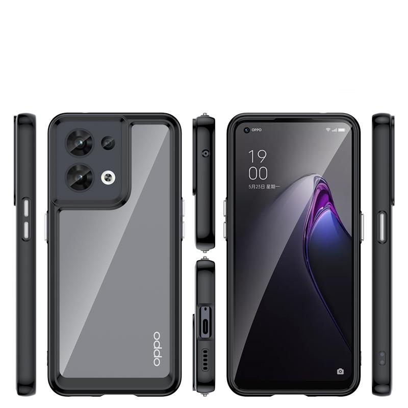 

Для чехла OPPO Reno 8 5G Чехол Reno 8 5G Capas Противоударный Бампер Новый Задний Прозрачный Разноцветный Для Fundas Reno 8 5G Чехол For OPPO Reno 8 5G чёрный