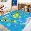 Tappeto Gioco Mappa del Mondo Educativa per Bambini Mappa con Animali dei Cartoni Animati e Vita Marina Tappetino Antiscivolo per Sala Giochi