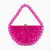 Nuova Borsa a Mano Semicircolare in Acrilico Perlescente con Perline per Donna Stile Vintage Quadrata Pochette da Sera