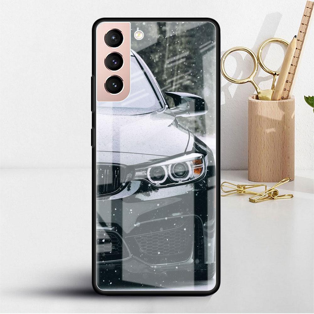 Glass Case For Samsung Galaxy S22 S20 FE S21 5G S10 S9 Plus Note 10 20 Lite Tempered Phone Cover Blue Red Car