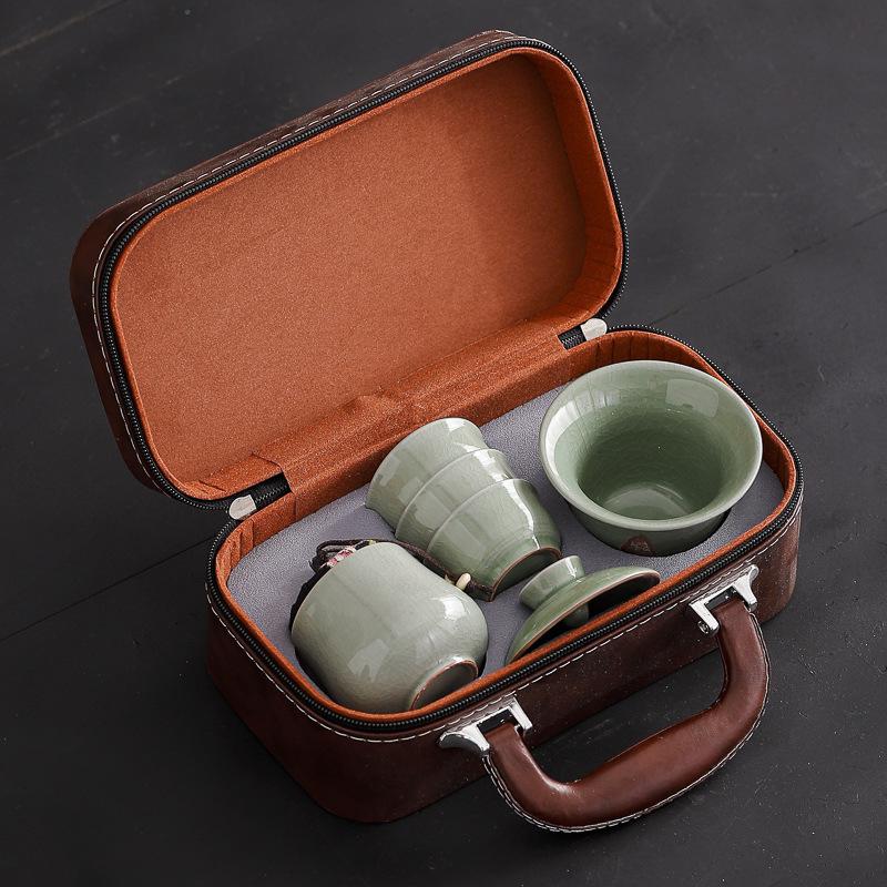 Ge Kiln Ceramic Kung Fu Tea Set Gift Box Packaging Can Be Printed Anniversary Company Activities Festival 1S Store Business Gifts