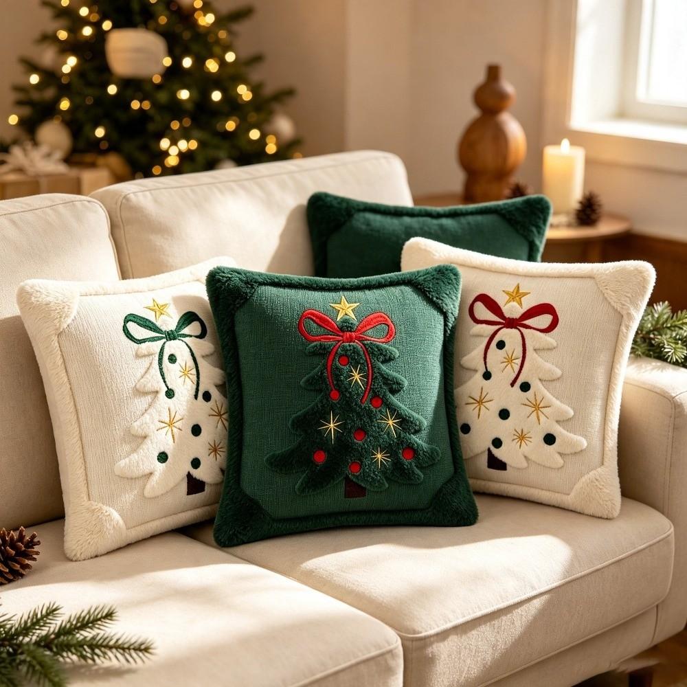 Plush Fabric Christmas Throw Pillow Cover Decorative Pillow Cover  Sofa Bed Decoration