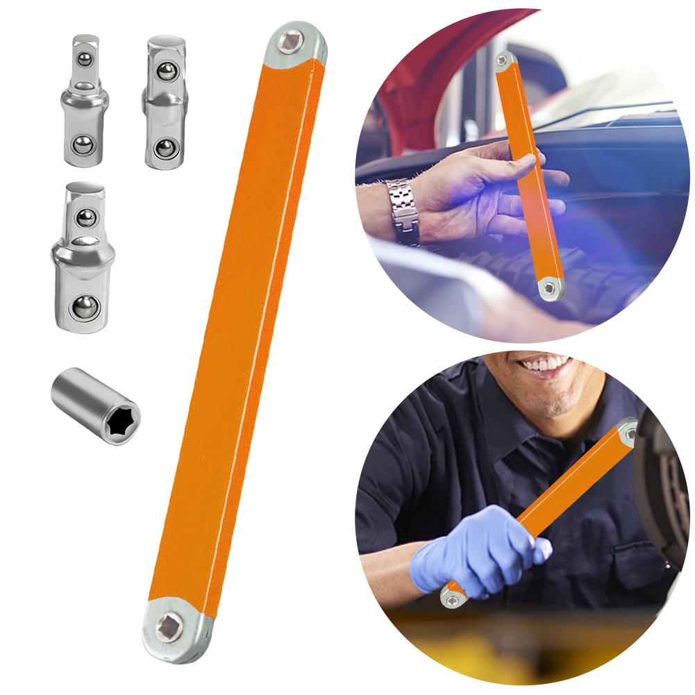 Impact Ready Offset Extension Wrench & 1/2 1/4 3/8inch Square Adapters Offset Ratchet Spanner Socket Wrench Tool for Small Place