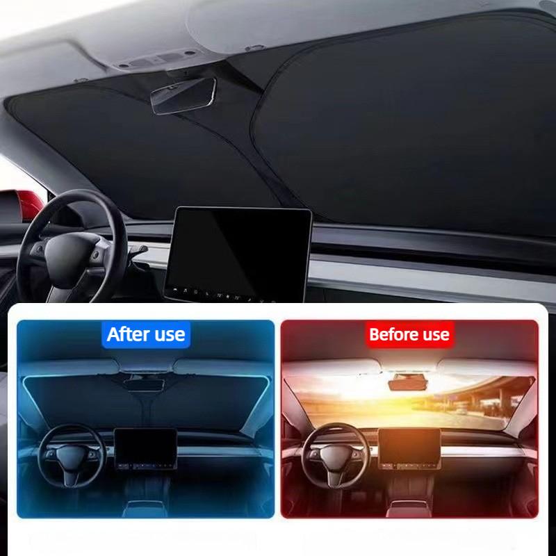 Foldable Car Windshield Sun Shade Reflective UV Protector Collapsible Front Window Sunshade Heat Insulation Shield for SUV Sedan