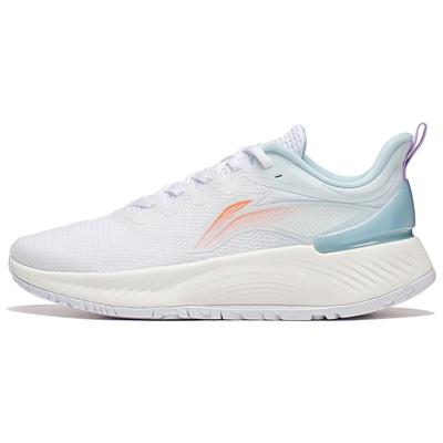 Li Ning Element Comfortable Casual Non-Slip Wear-Resistant Breathable Low-Top Running Shoes Women Sneaker White Blue ARHT006-11