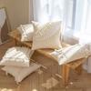 Soft Cotton-ramie Pillow Covers, European Style With Tassels Cushion Cover Shell for Sofa Bedroom Cream Beige Stylish
