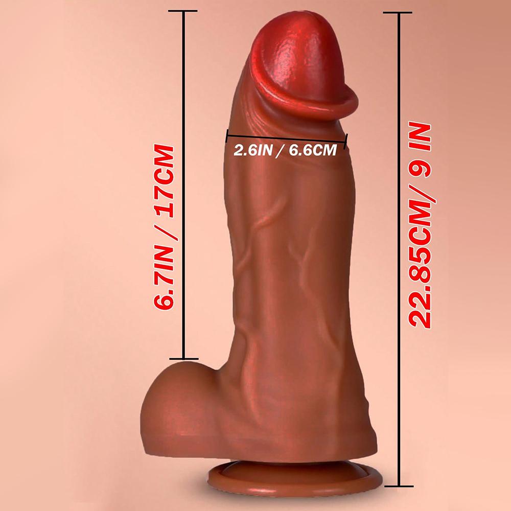 Giant Realistic Thick Dildo with 9 Vibration and 3 Insertion Modes, Featuring Powerful Suction Cup and Remote Control - Female Couples Sex Toy