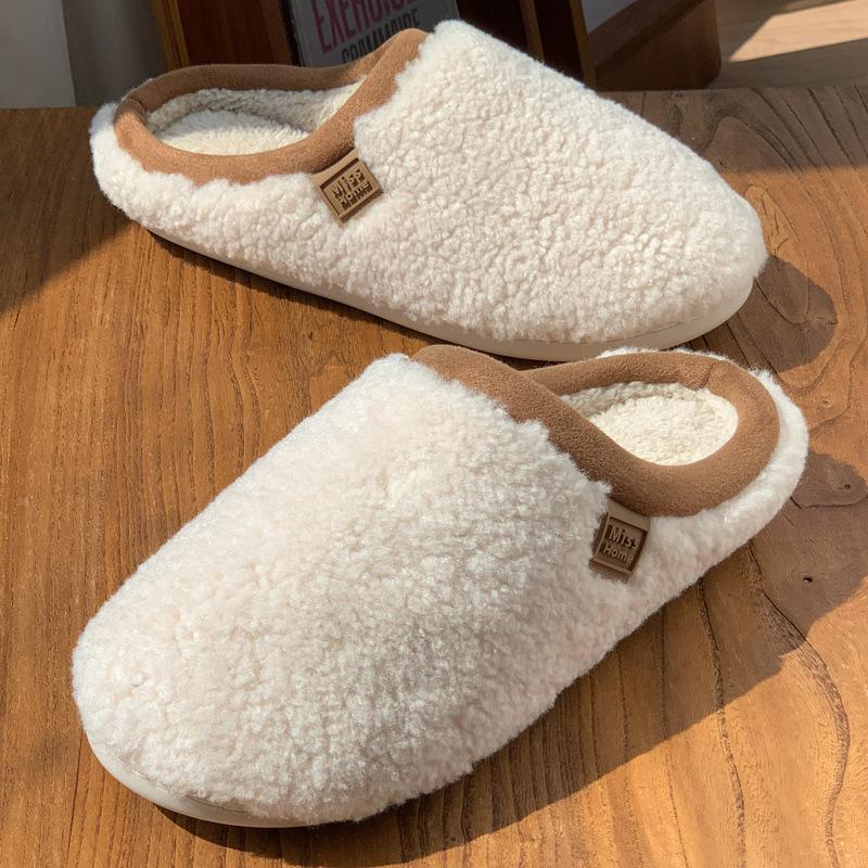 High-quality home cotton slippers winter indoor plush fleece indoor non-slip fluffy slippers