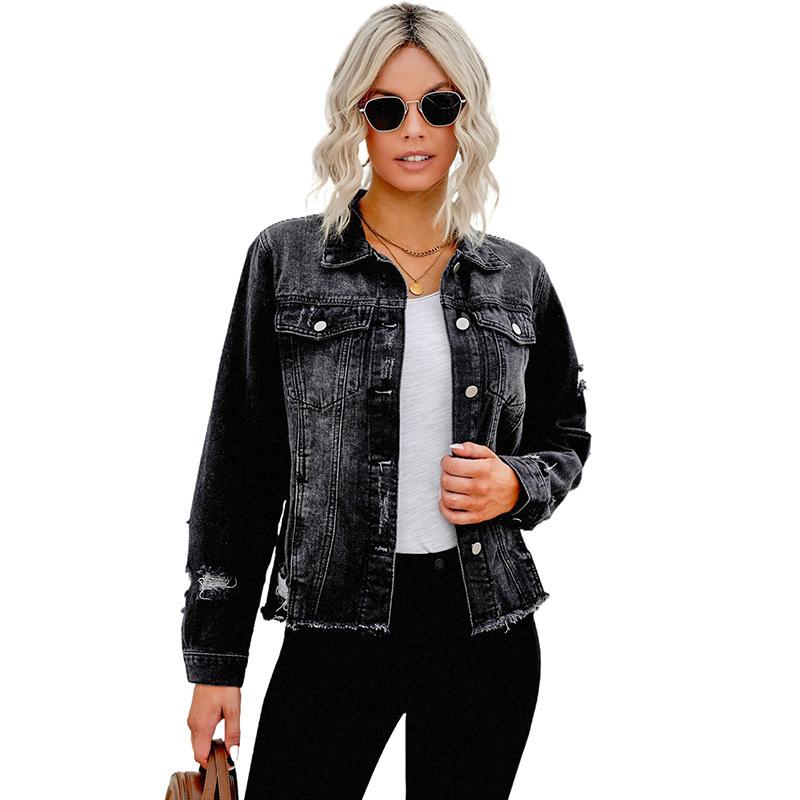

2025 winter new washed denim jacket women s slim cardigan short cardigan jacket women S