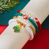 4Pcs/Set Christmas Tree Santa Claus Bracelet For Women Xmas Deer Snowflake Pearl Polymer Clay Beads Bracelets New Year Jewelry