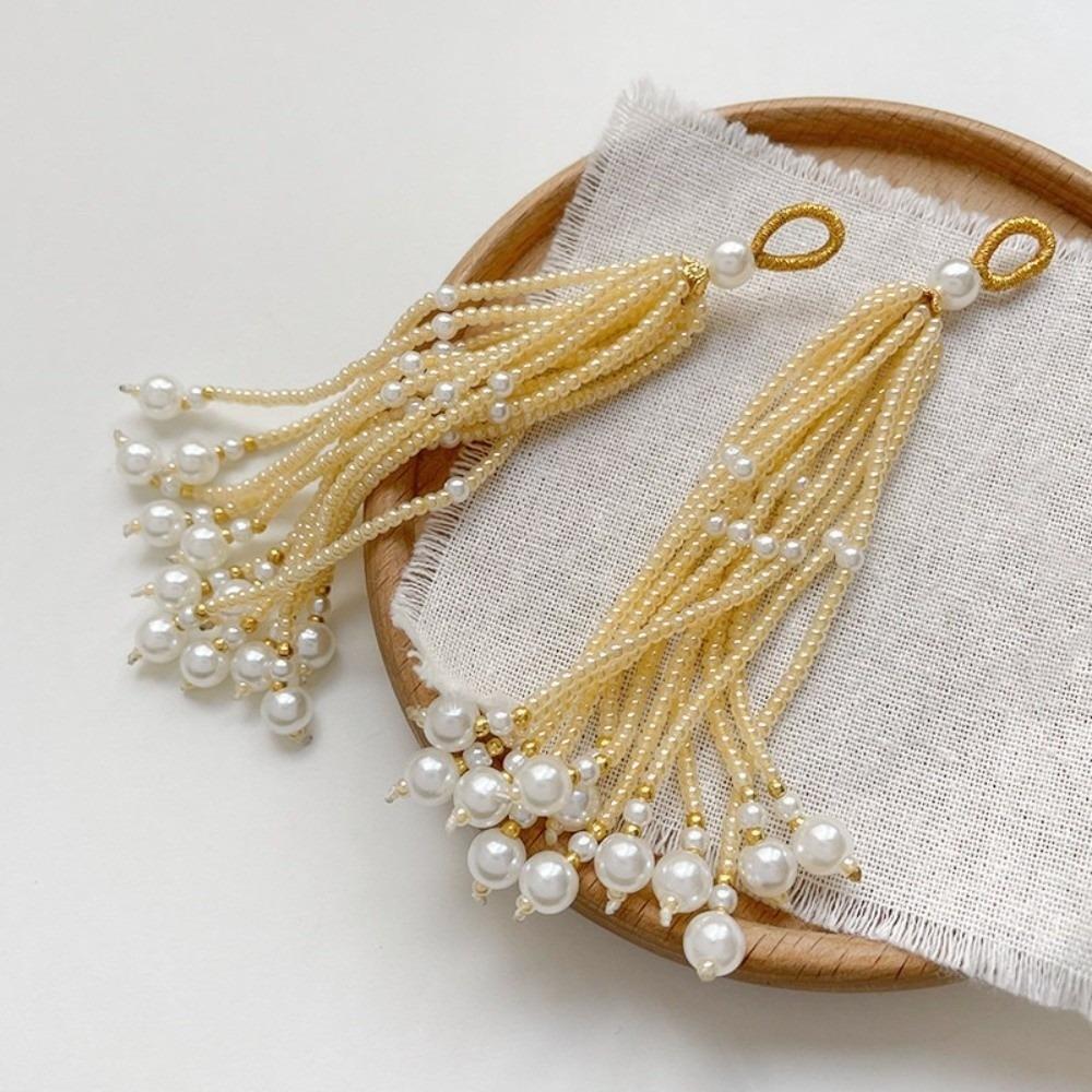 2pcs Ancient-style Tassels Beaded Keychain Multi-color Bag Hanging Rope Crystal Pendant DIY Jewelry Accessory Handmade