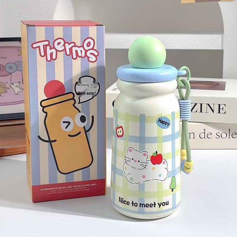 MDNG 500ml Blue Cat Cartoon 316 Stainless Steel Thermos Bottle