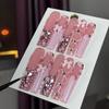 10Pcs French Tip Nail Stickers Hand Painted 3D Bow Rhinestone Elegant Lady Fake Nails