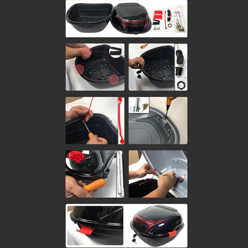 Motorcycle Rear Box Motorcycle Rear Top Box Motorbike Tail Trunk Storage Case Waterproof Lockable For Autocycle Motorcycle Case