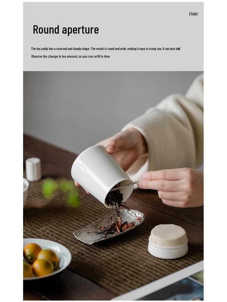 High-End White Porcelain Tea Storage Canister - Exquisite, Sealed, Portable Small Container 