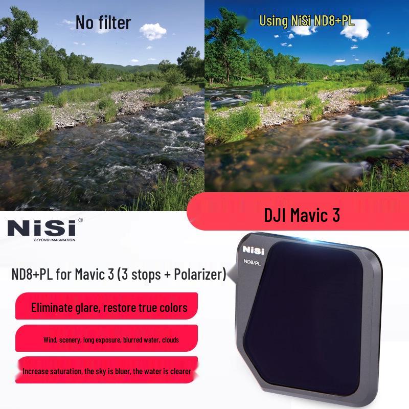 8NiSi Black Soft ND Coated Filter for DJI Mavic 3 Drone