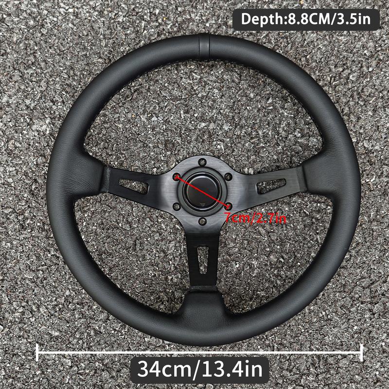 JDM BLACK EDITION Steering Wheel Universal Modified Car Deep Dish Race Sports Steering Wheel