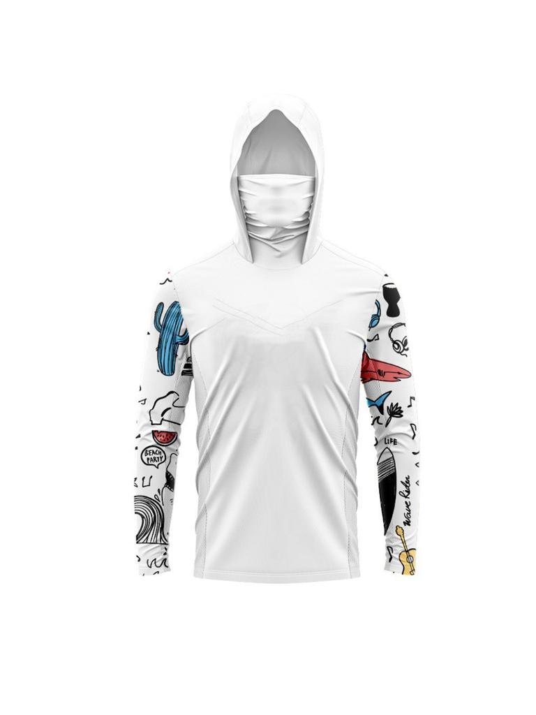 Fishing Hoodie Shirts with Mask Fishing Clothing Men's Long Sleeve Hiking Sportswear T-shirts