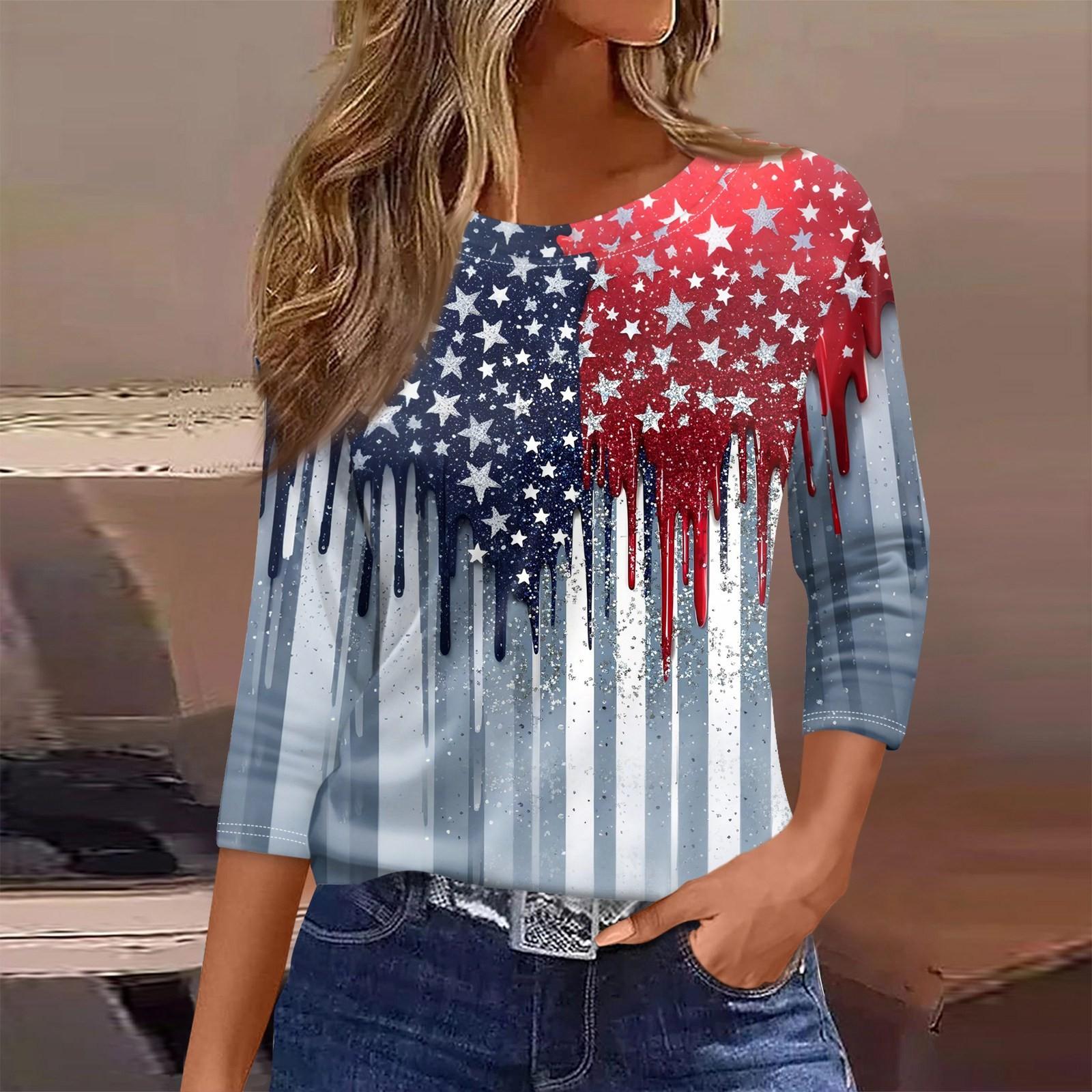 

Женская футболка с принтом, рукав 3/4, повседневная мода, базовый круглый вырез, обычный топ S