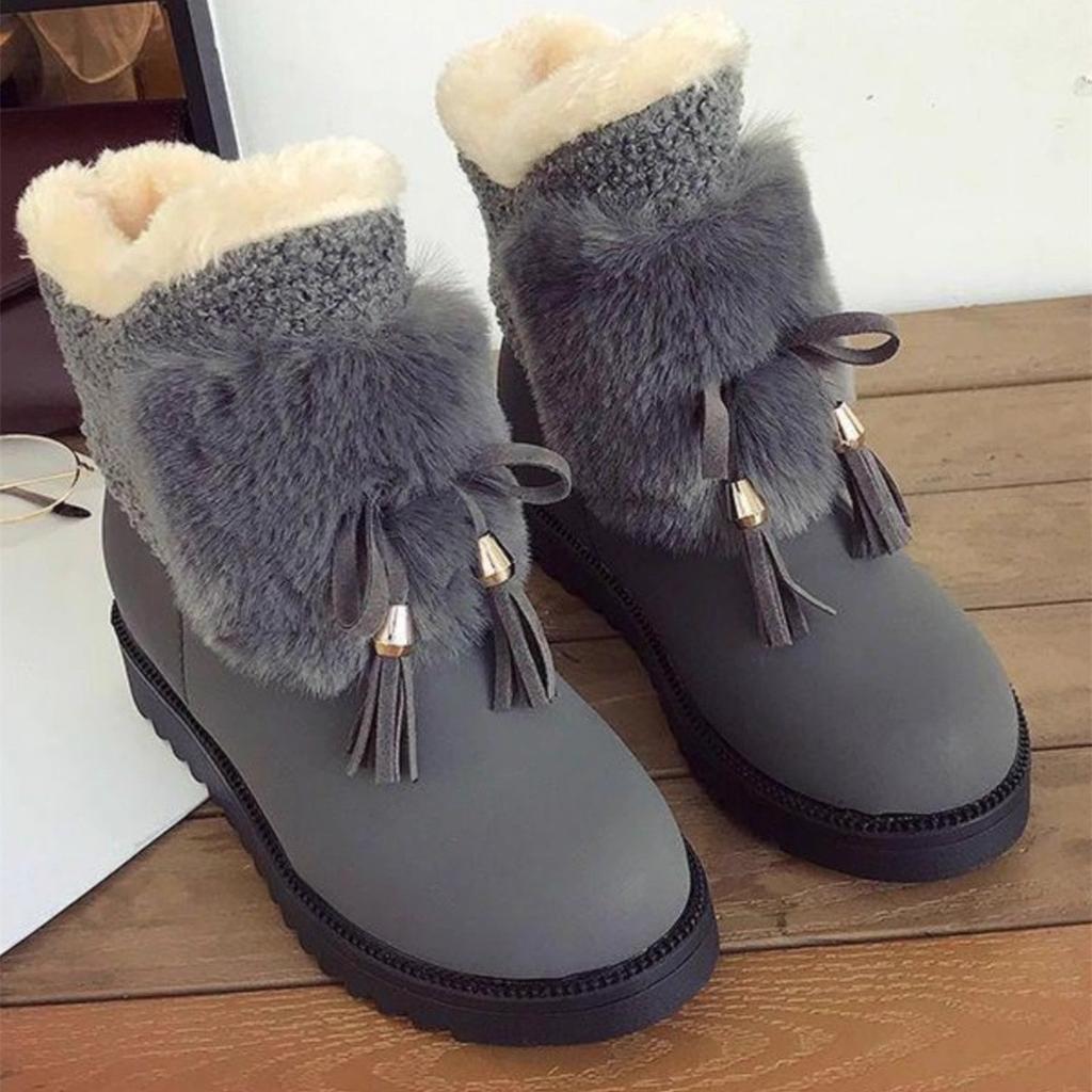 Damen Schneestiefel 2025 Winter neu Koreanische Version vielseitig bequem rutschfest wasserdicht Baumwollschuhe mittlerer Schaft Samt warm kurze Stiefel