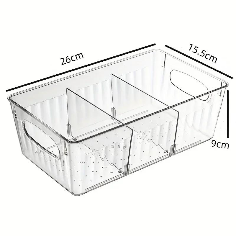 

Large Capacity Clear Fridge Storage Box Plastic Organizer Bin with Divider for Food and Pantry Organization Kitchen Organizer